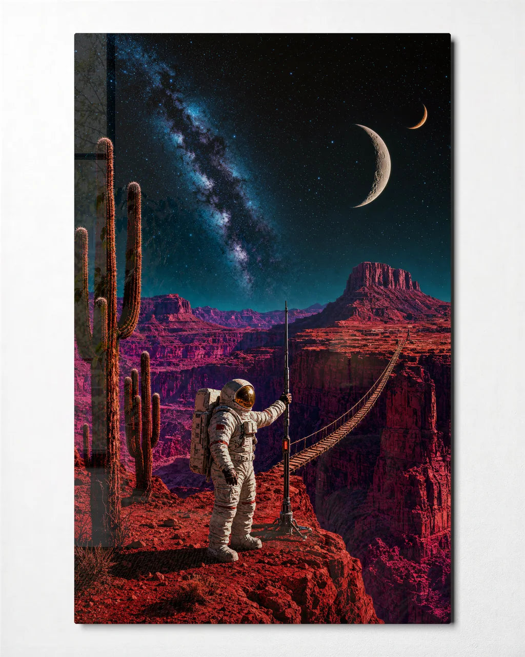 One Step into Space — front view of glass wall art