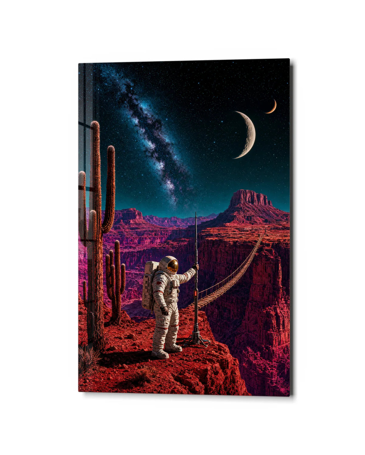 One Step into Space — studio view of glass wall art