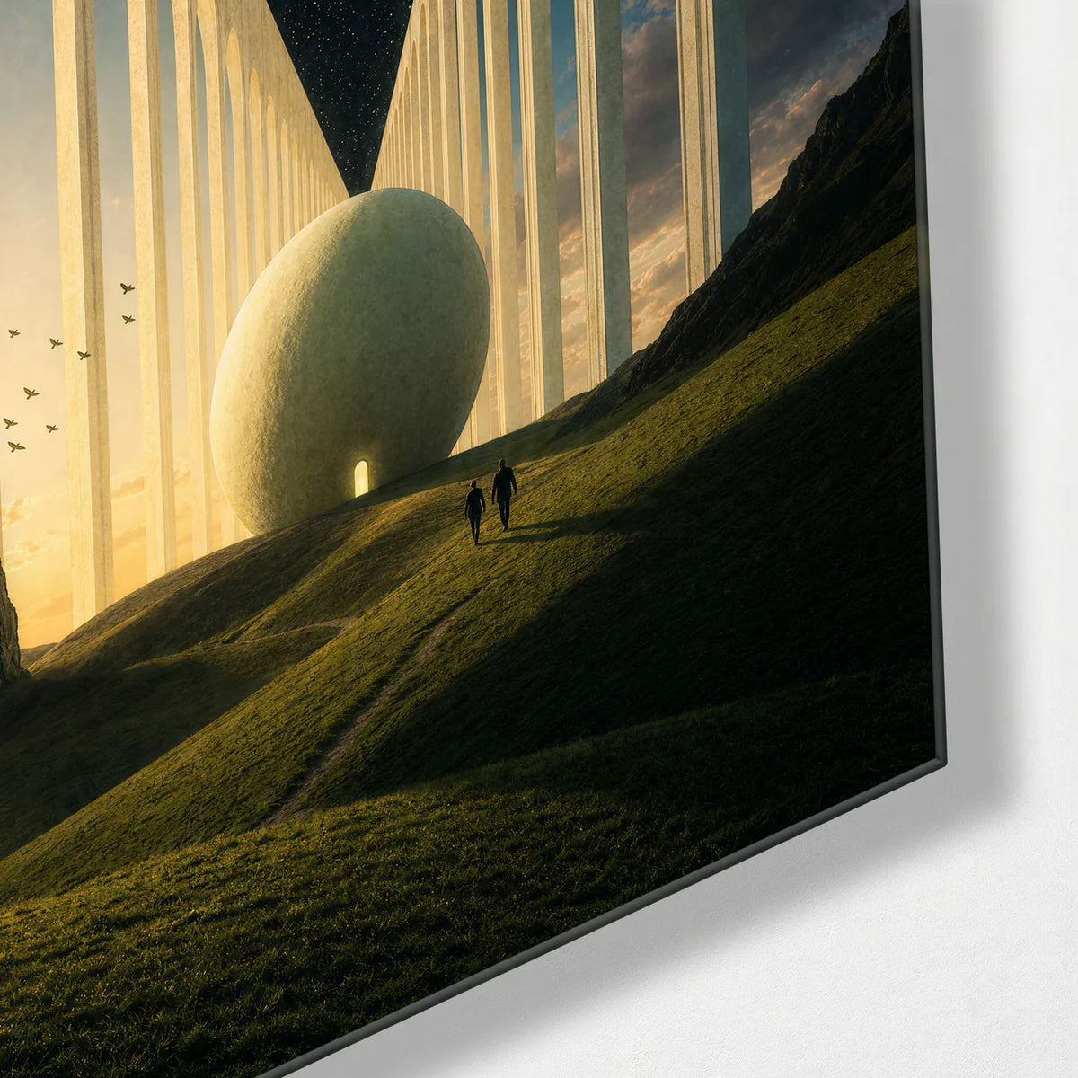 The Sky between Arches — corner detail of glass wall art