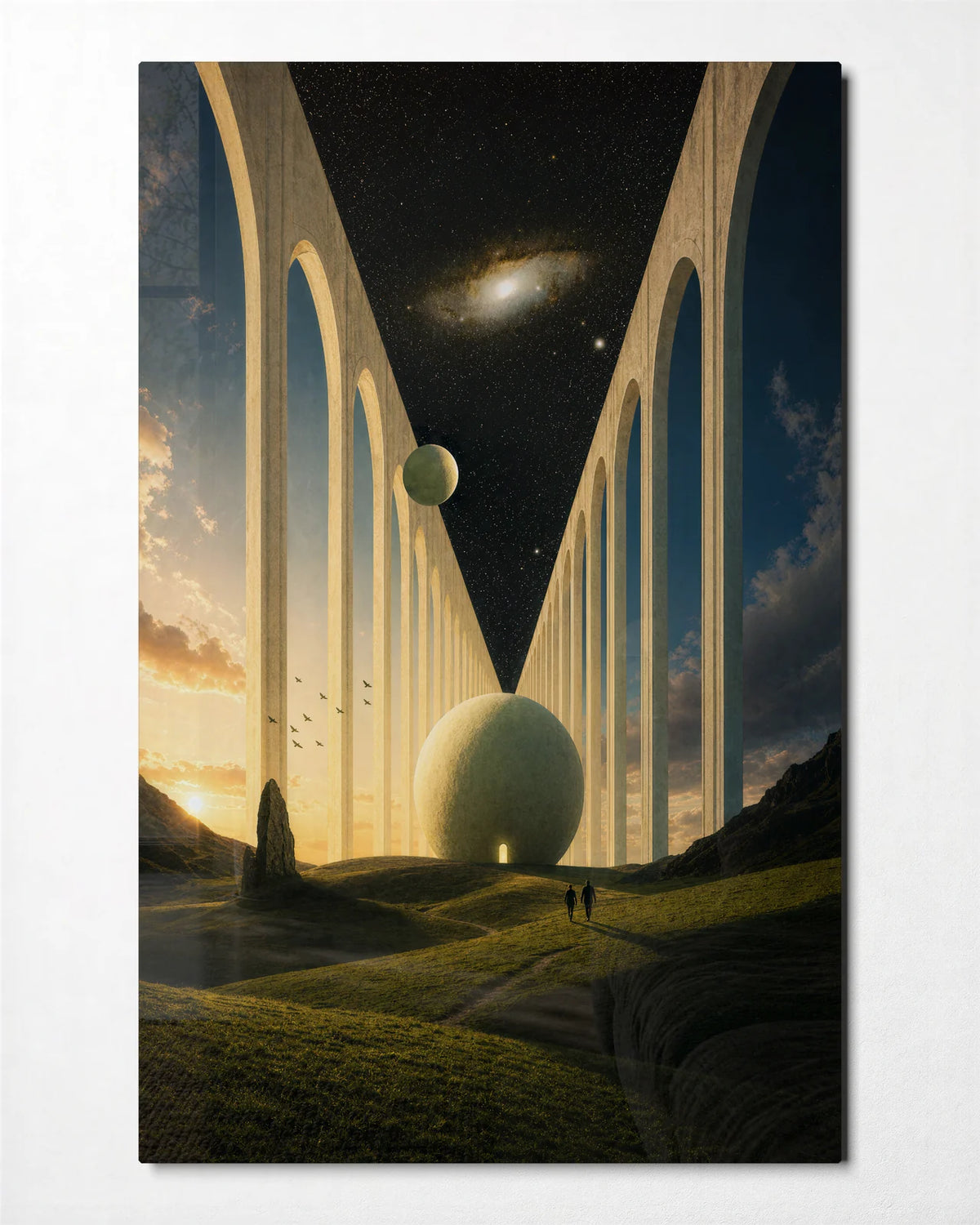 The Sky between Arches — front view of glass wall art