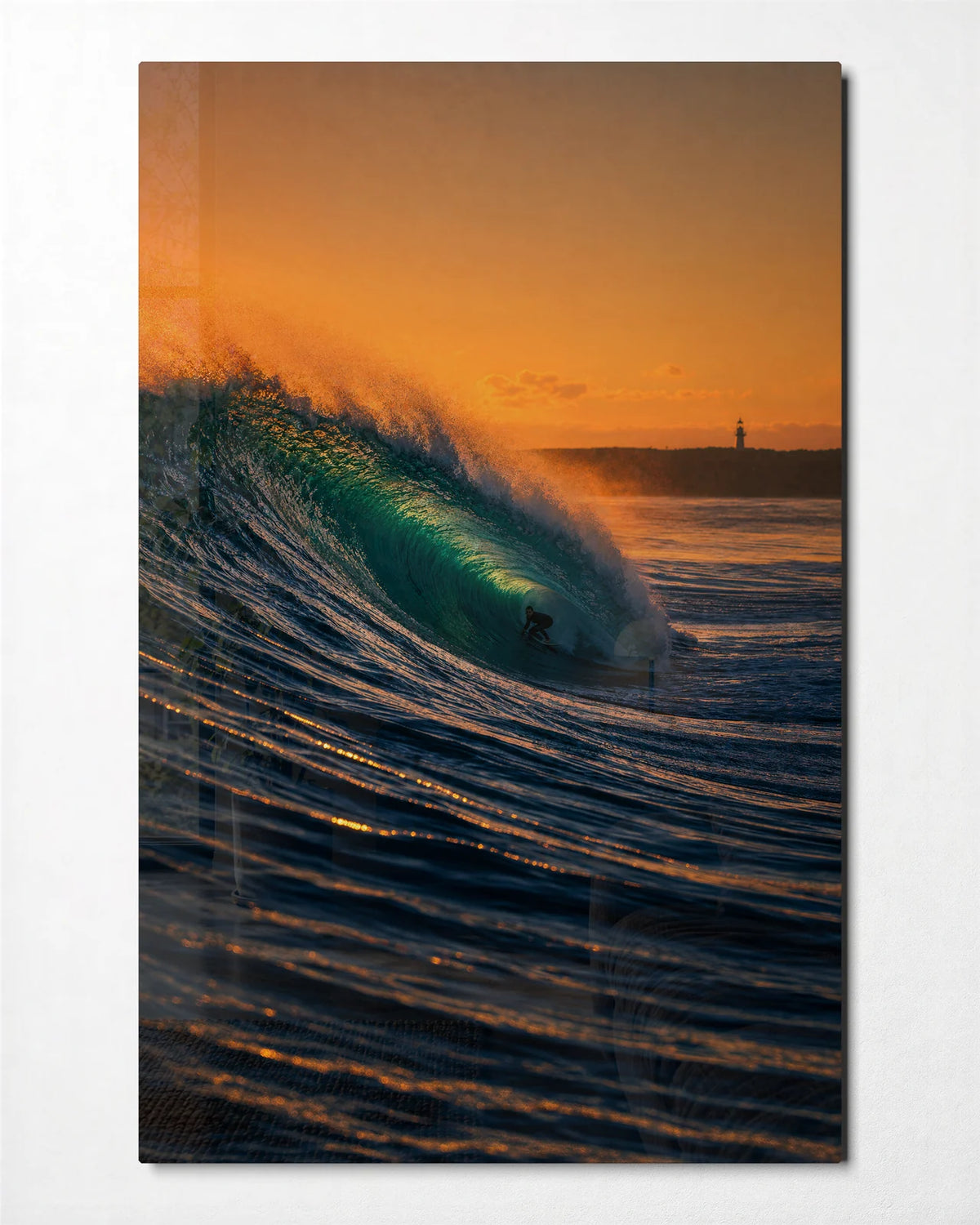 Evening Break — front view of glass wall art