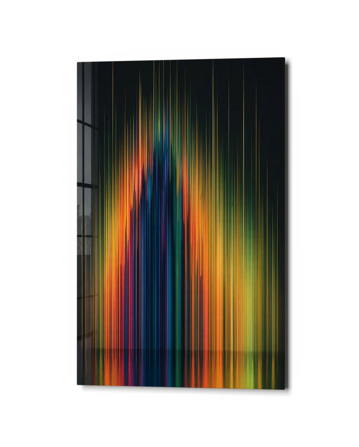 Lines after Dark — studio view of glass wall art