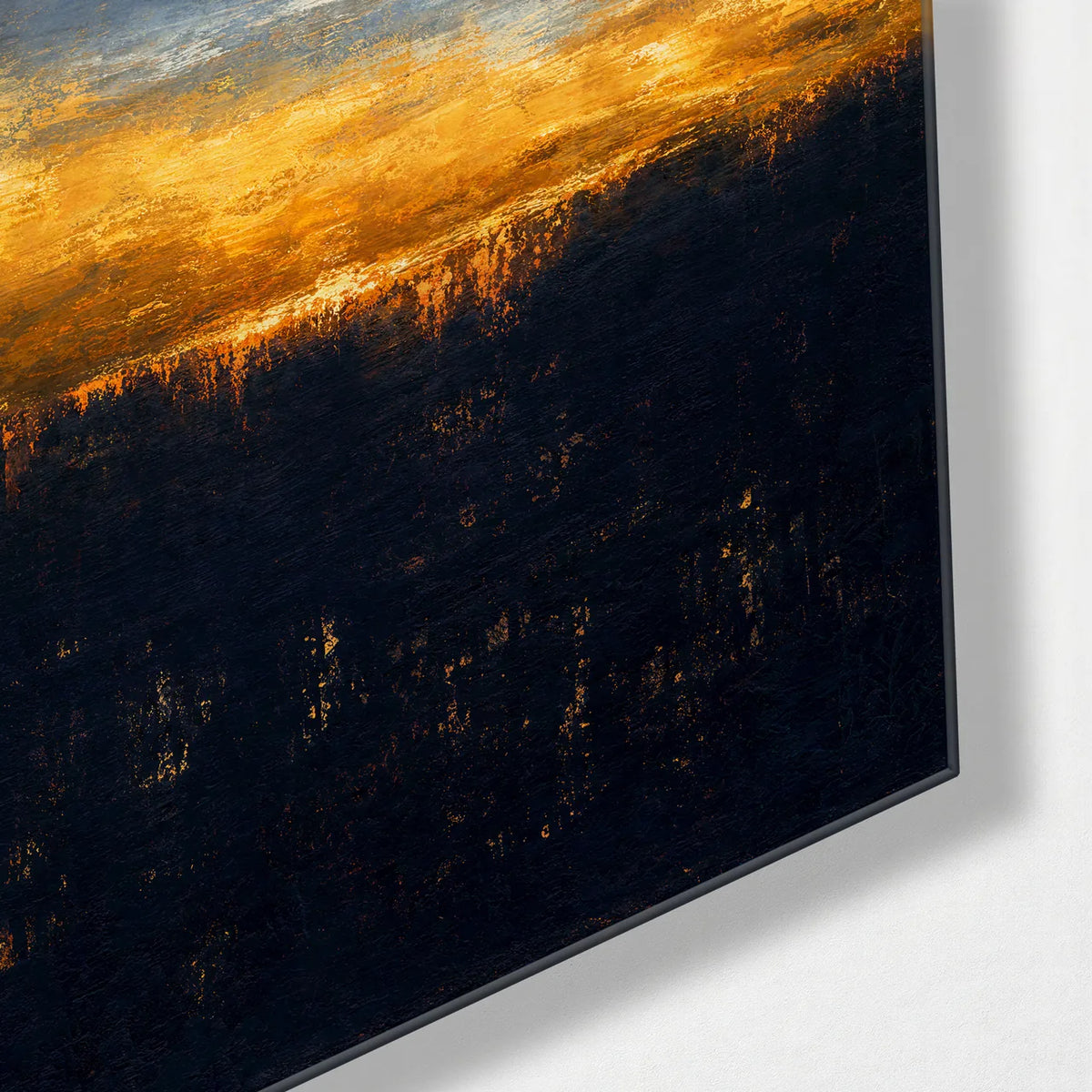 A Line of Gold — corner detail of glass wall art