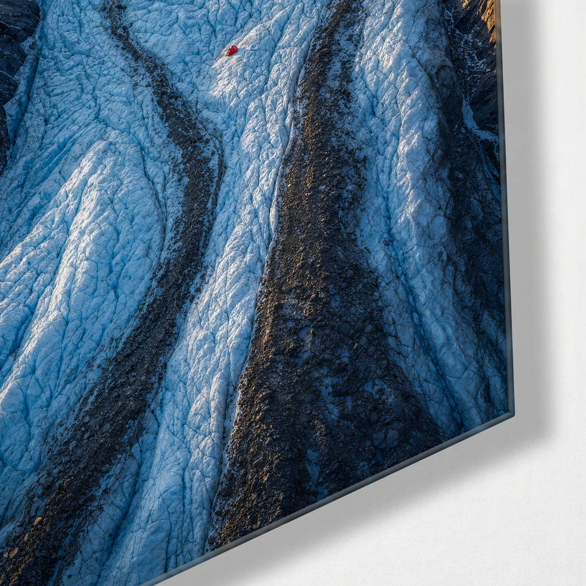 Glacier Channel — corner detail of glass wall art