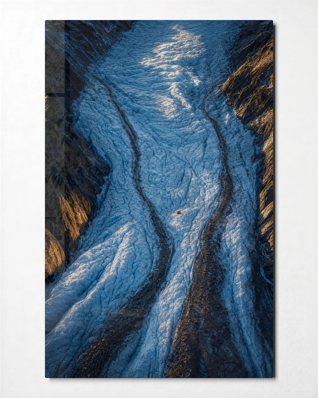 Glacier Channel — front view of glass wall art