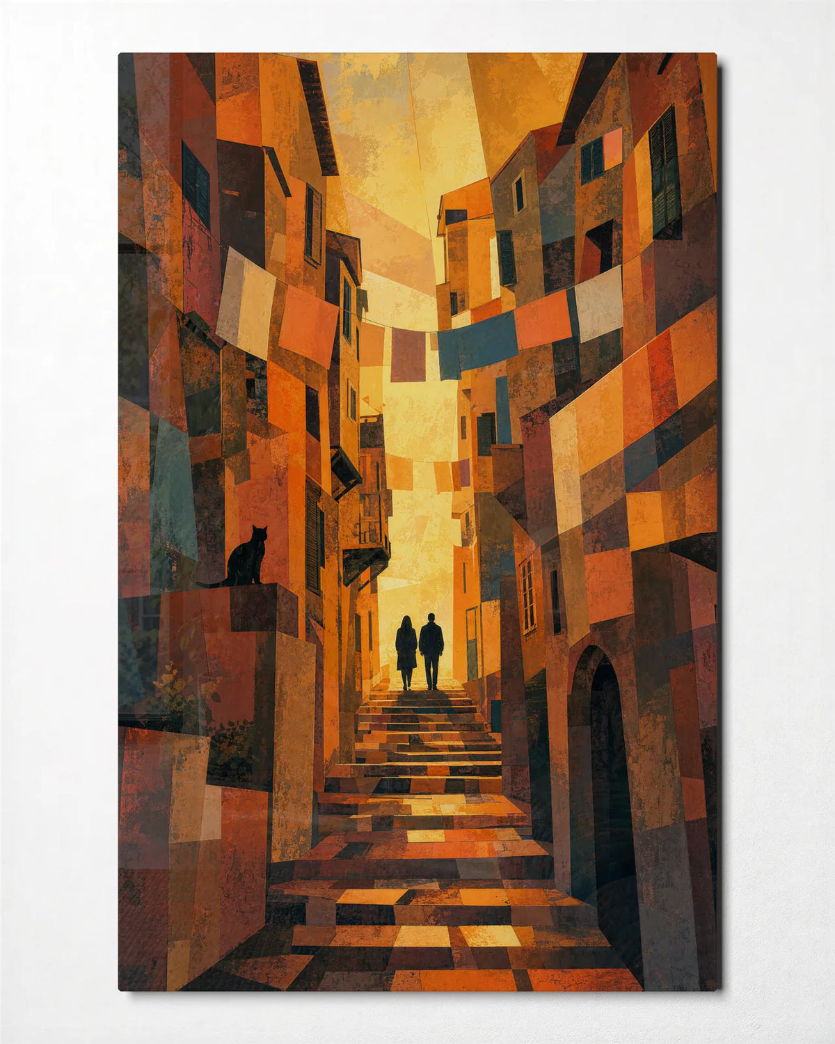 Amber Alley — front view of glass wall art