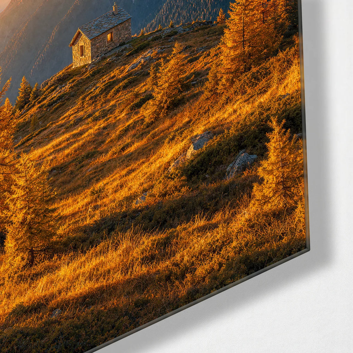 The House on the Ridge — corner detail of glass wall art