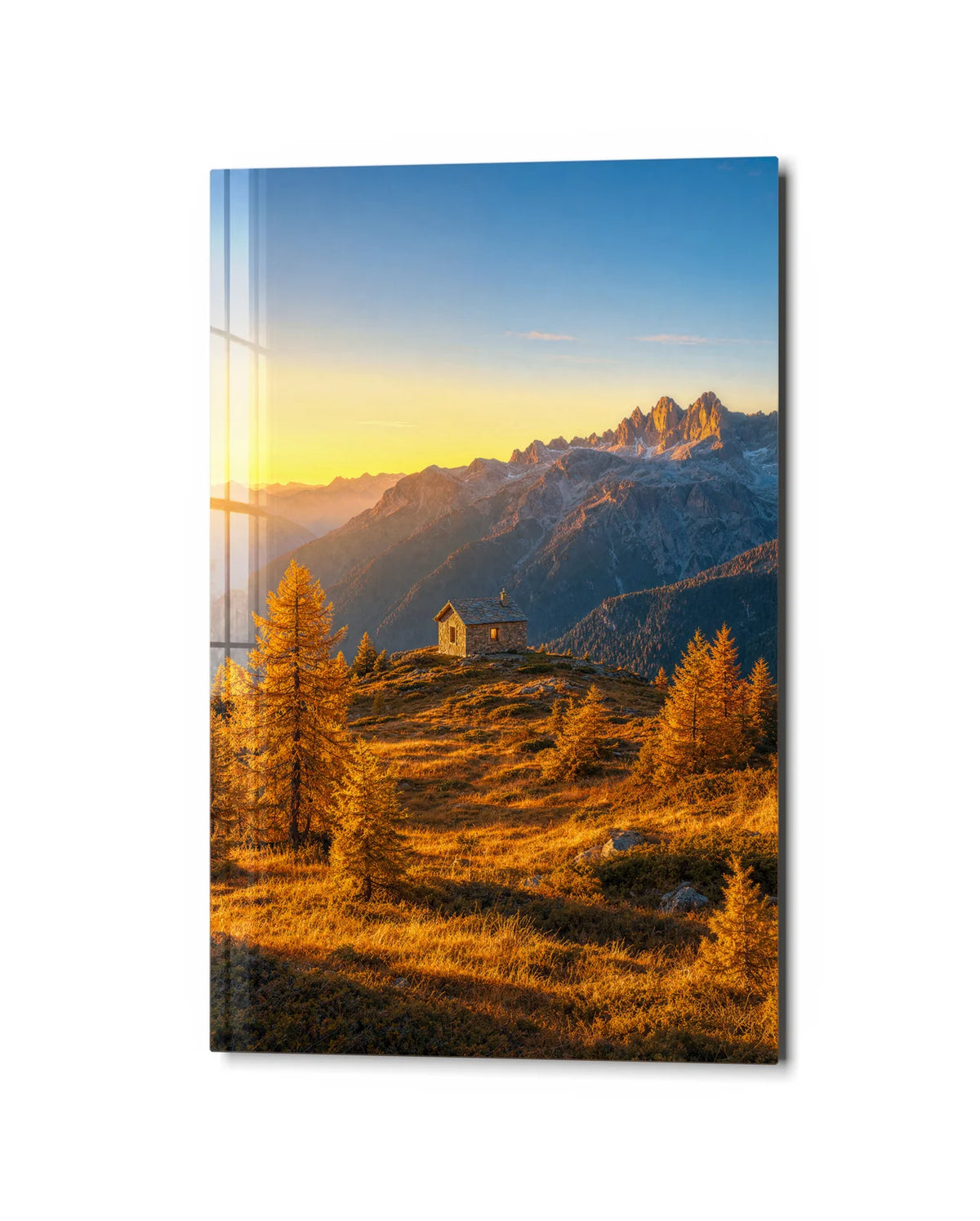 The House on the Ridge — studio view of glass wall art
