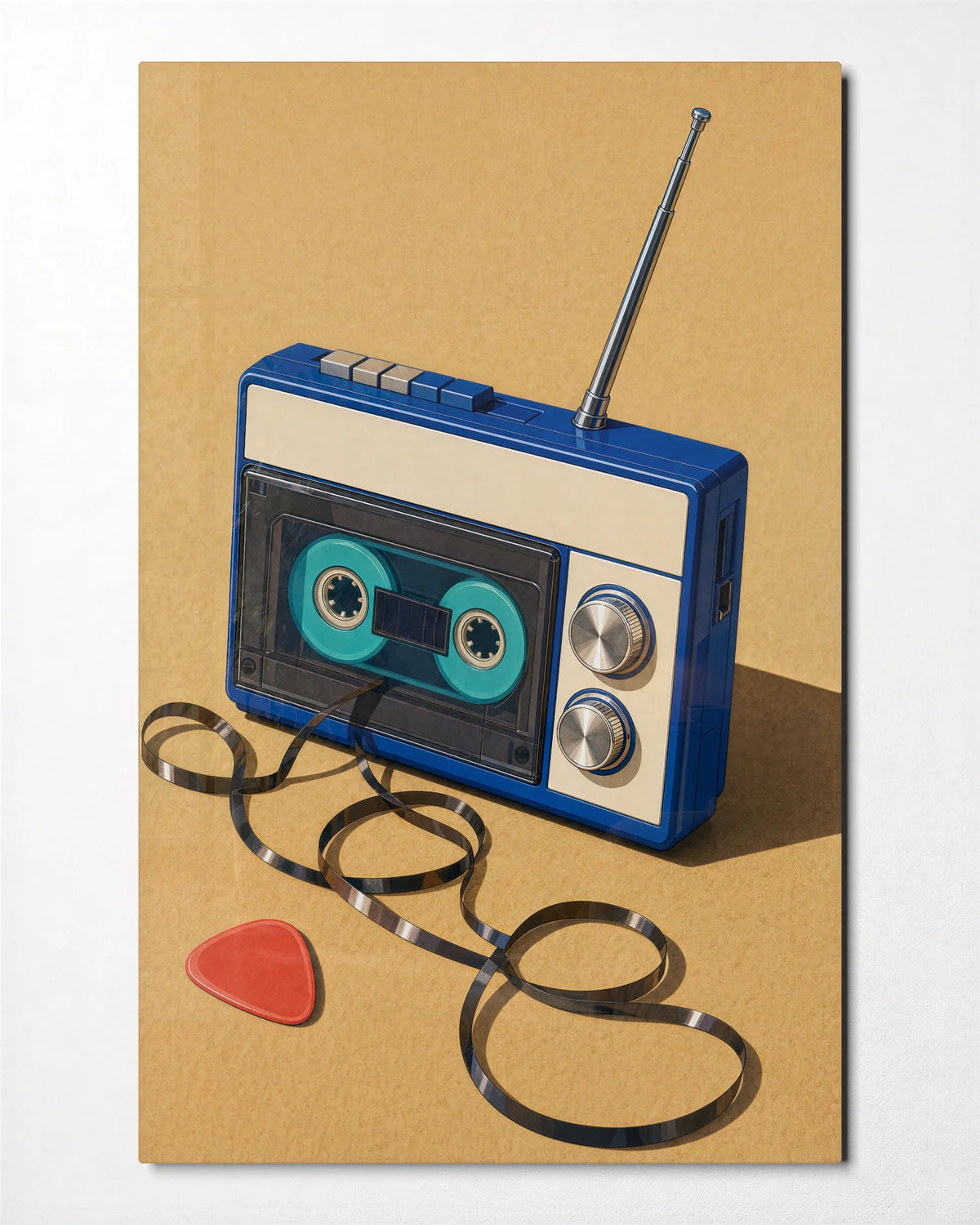 Tape on Repeat — front view of glass wall art