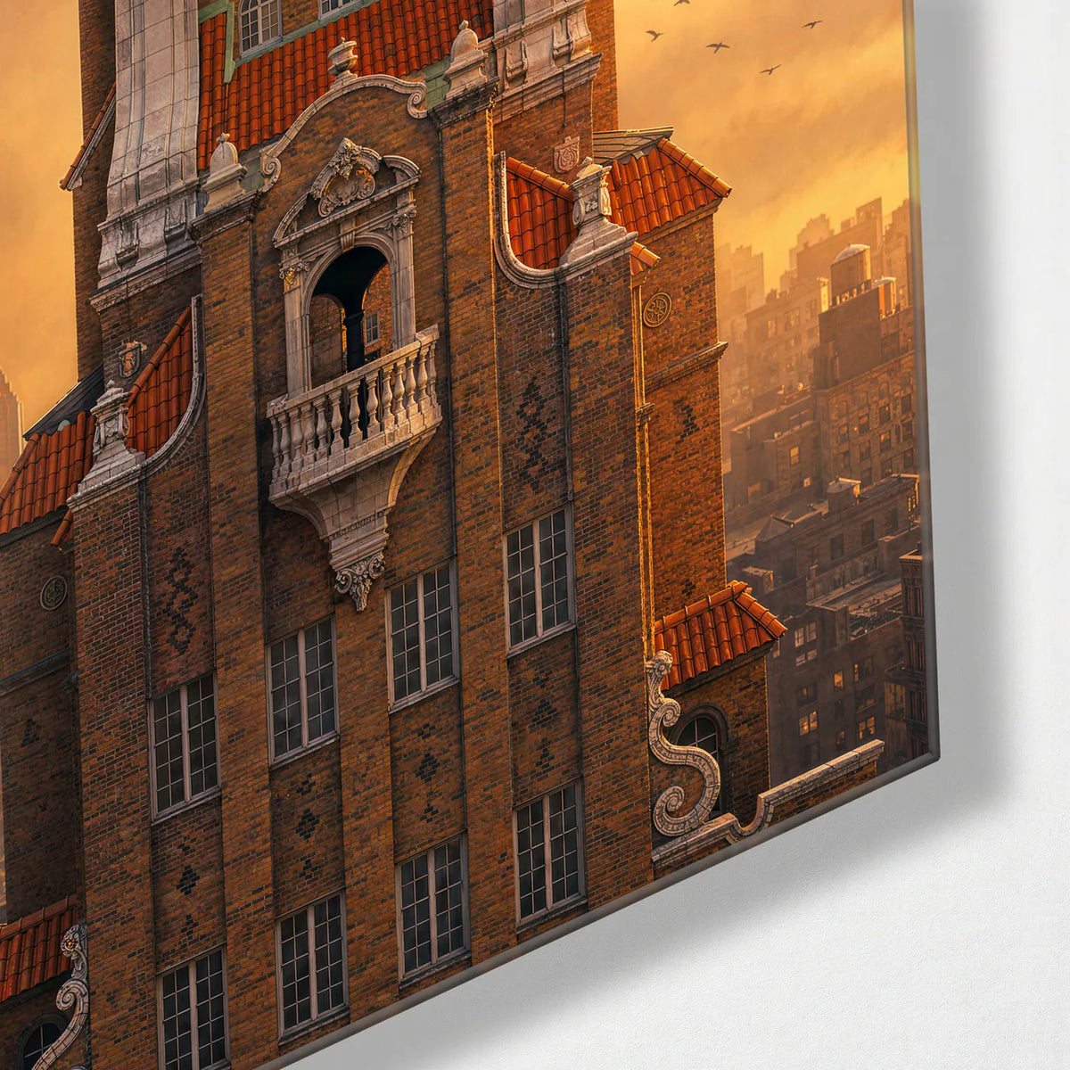 The Golden Tower — corner detail of glass wall art