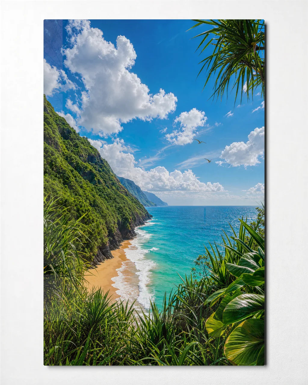 The Green Coast — front view of glass wall art