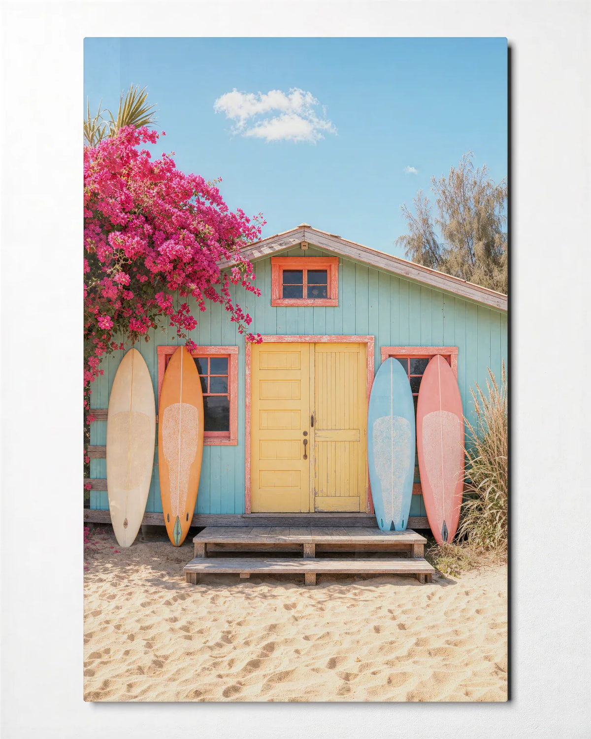 Boards by the Door — front view of glass wall art