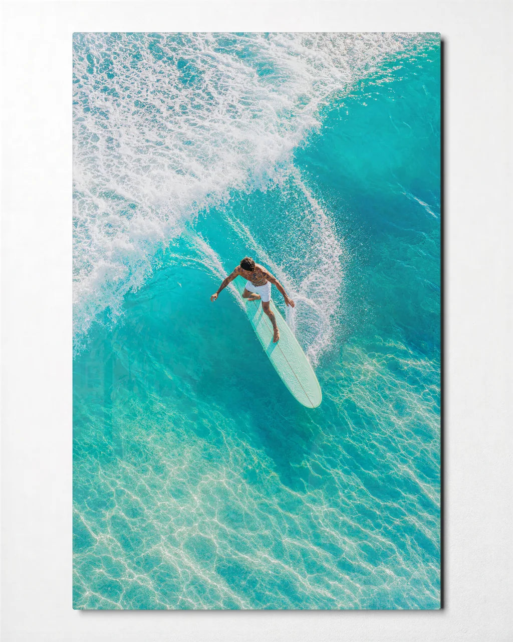 Turquoise Ride — front view of glass wall art