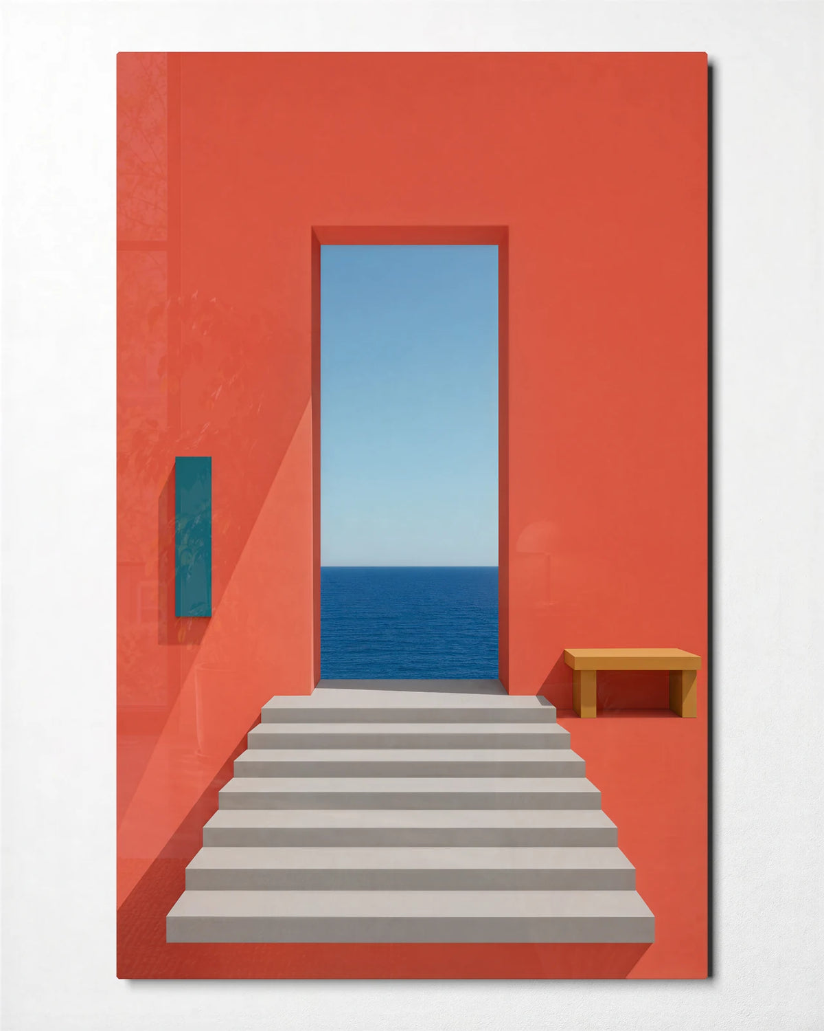 A Door to Blue — front view of glass wall art