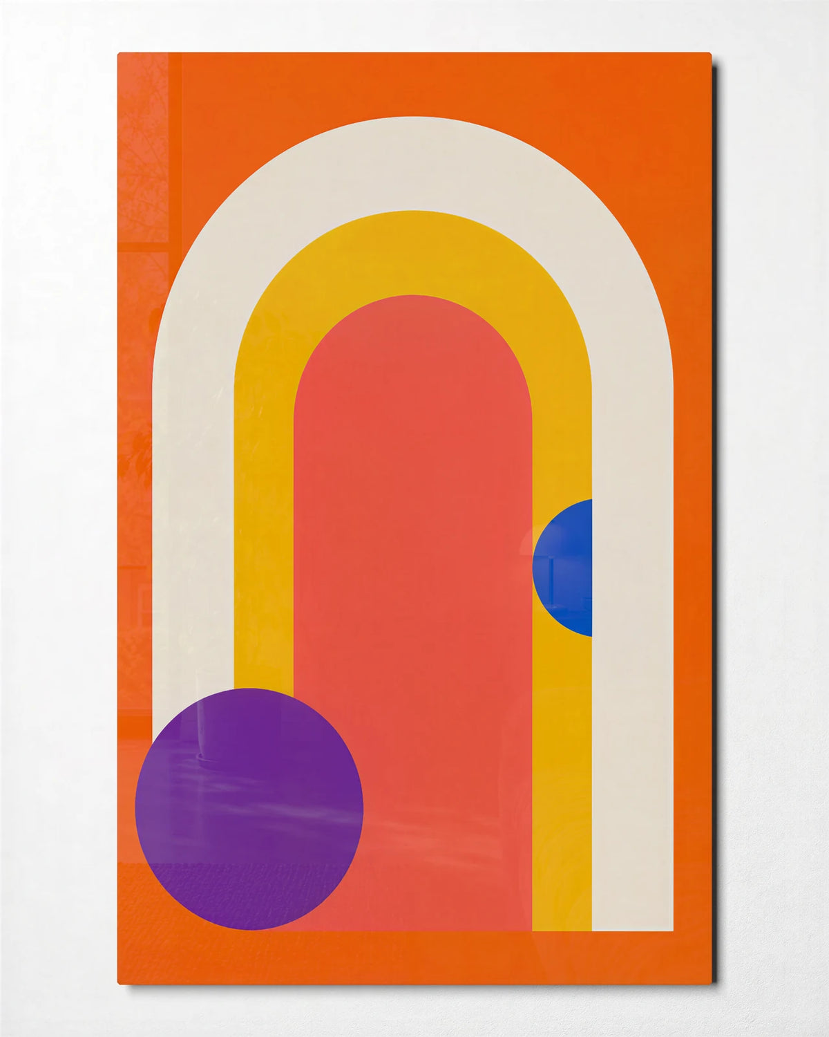 Orange Arch — front view of glass wall art