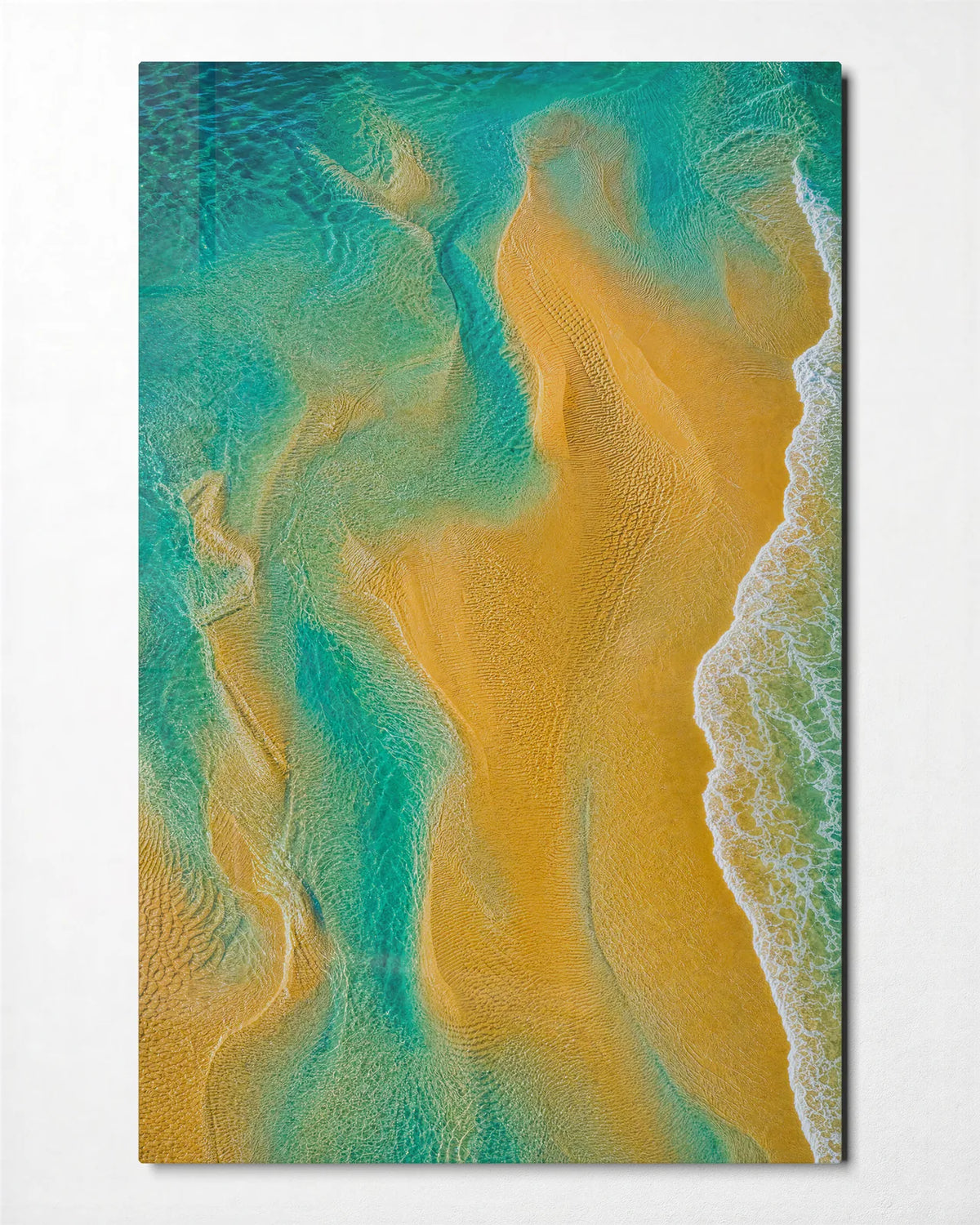Sandbar Lines — front view of glass wall art