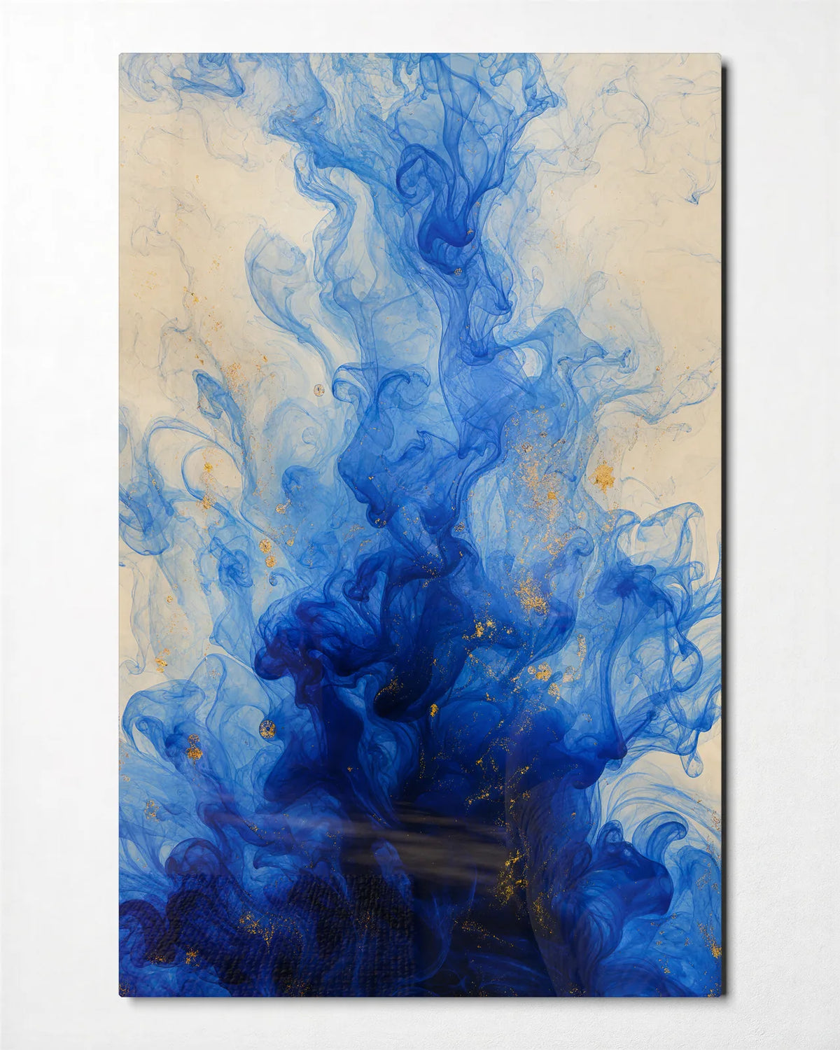 Blue Rising — front view of glass wall art