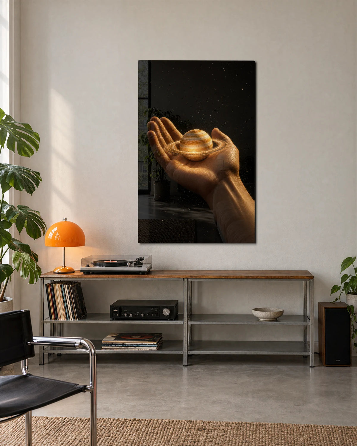 A Planet in Hand — shown in a living space