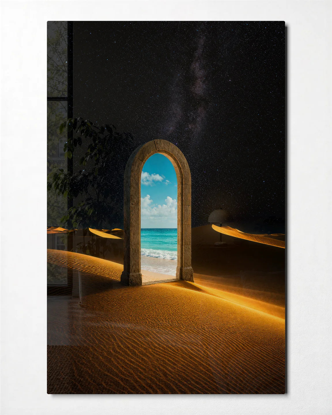 Door to the Sea — front view of glass wall art