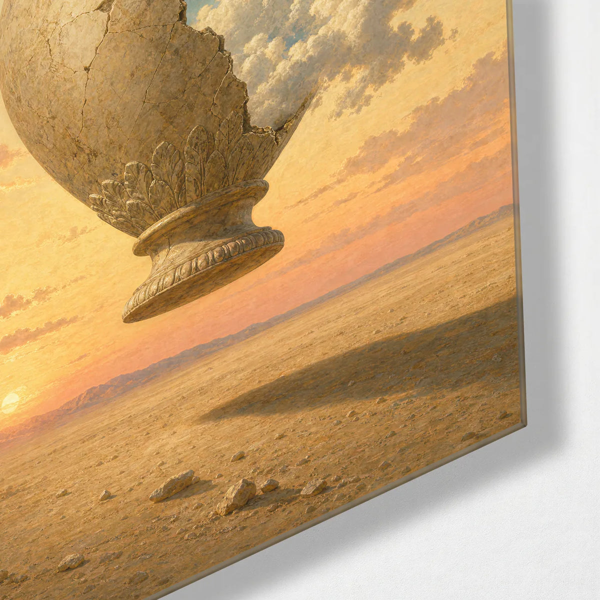 A Vessel for Clouds — corner detail of glass wall art