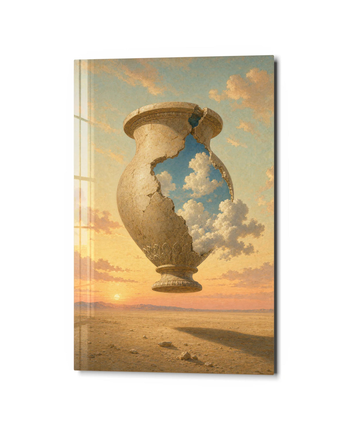 A Vessel for Clouds — studio view of glass wall art