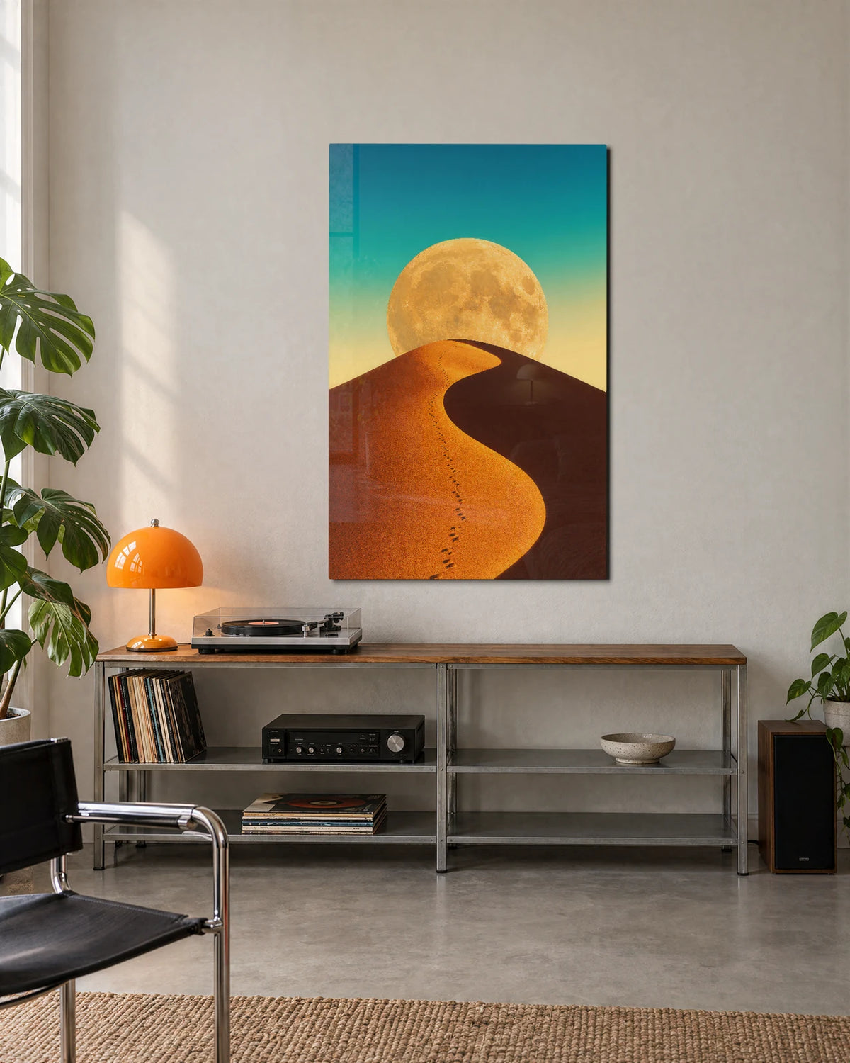 Footsteps to the Moon — shown in a living space