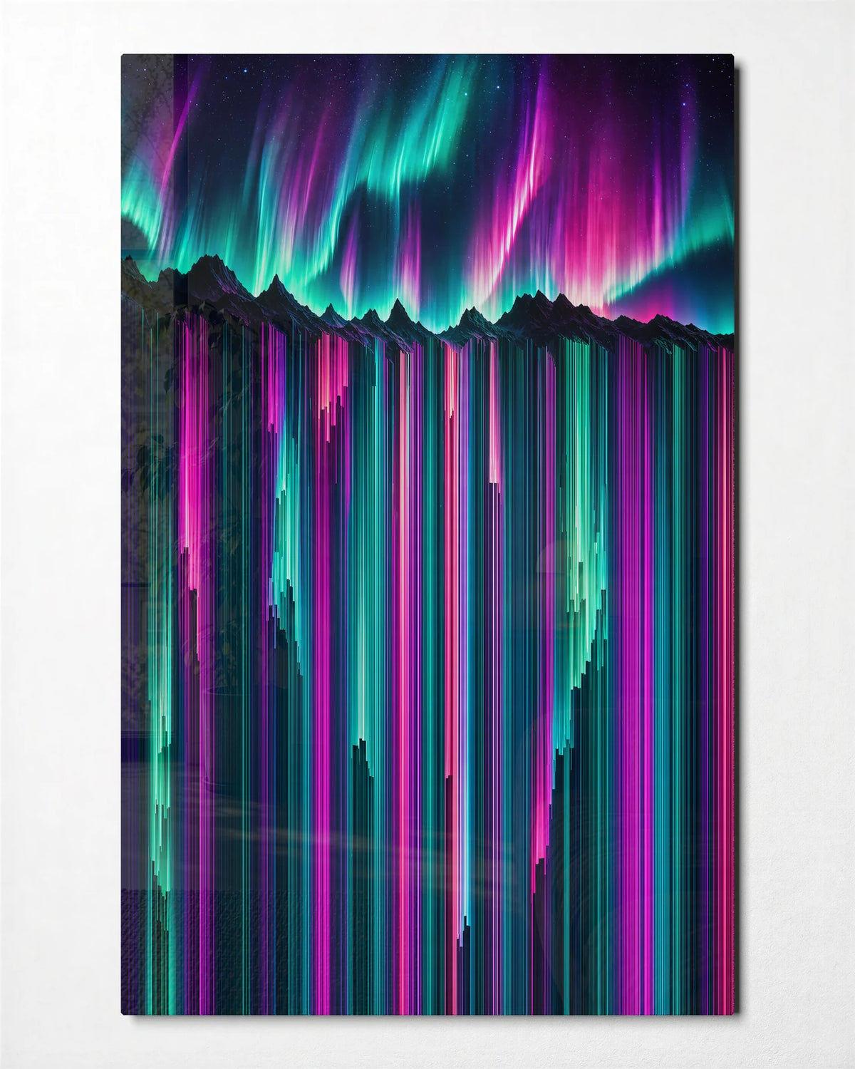 Northern Signal — front view of glass wall art