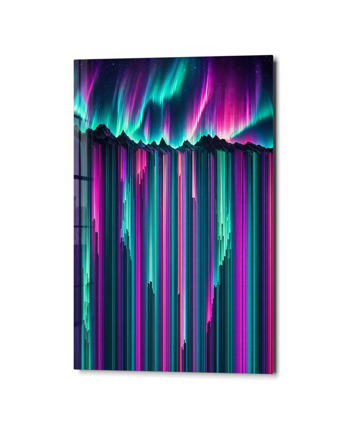 Northern Signal — studio view of glass wall art