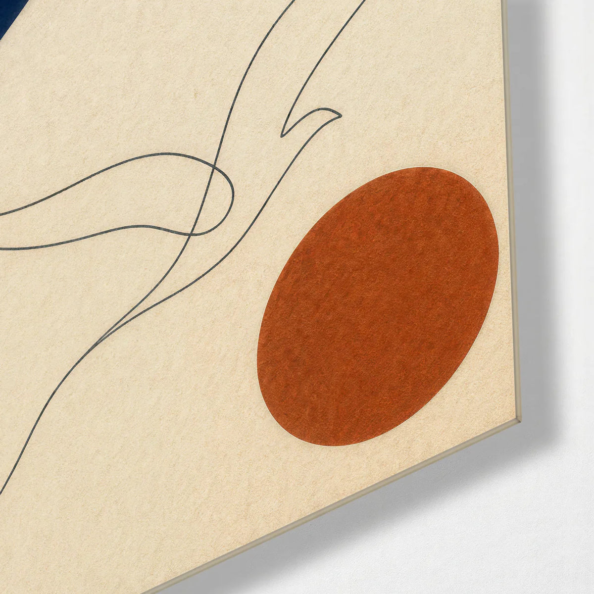 Bird between Circles — corner detail of glass wall art