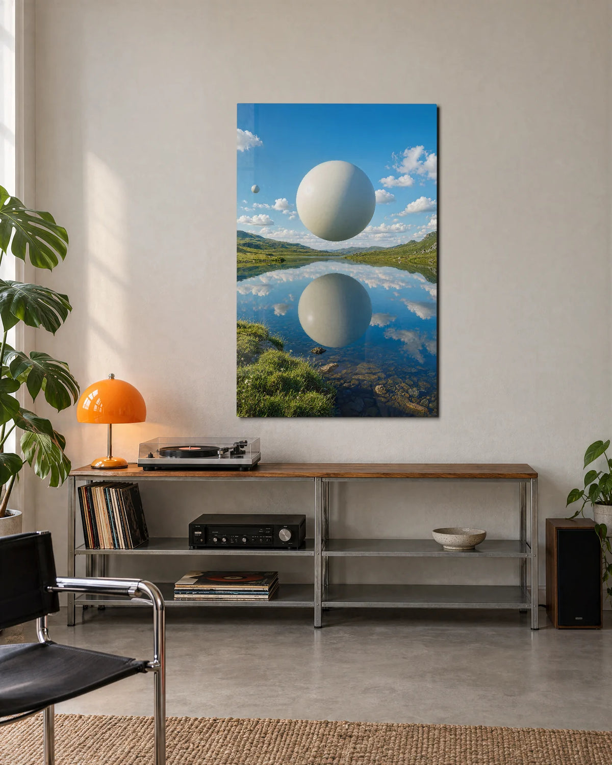 A Sphere Above Stillness — shown in a living space