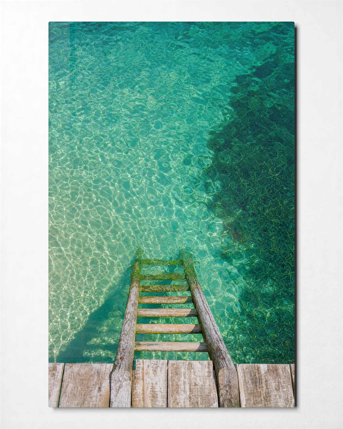 Straight into the Blue — front view of glass wall art