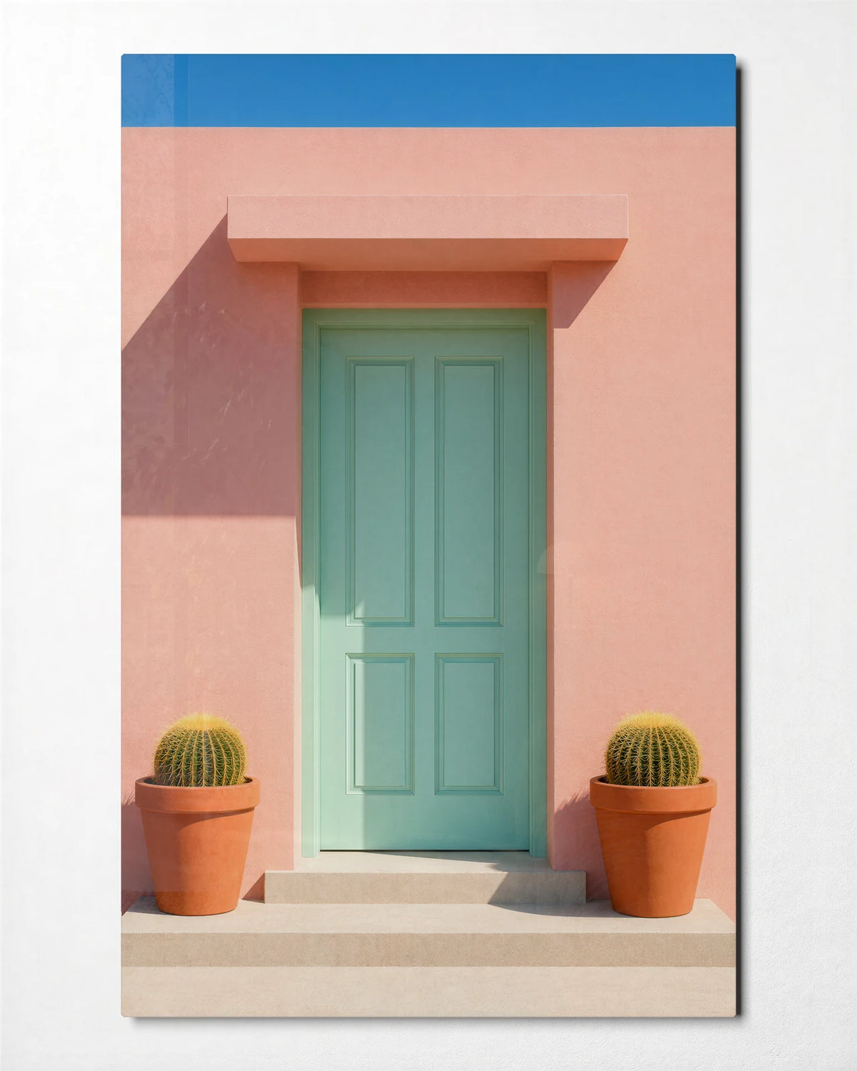 Mint at the Door — front view of glass wall art