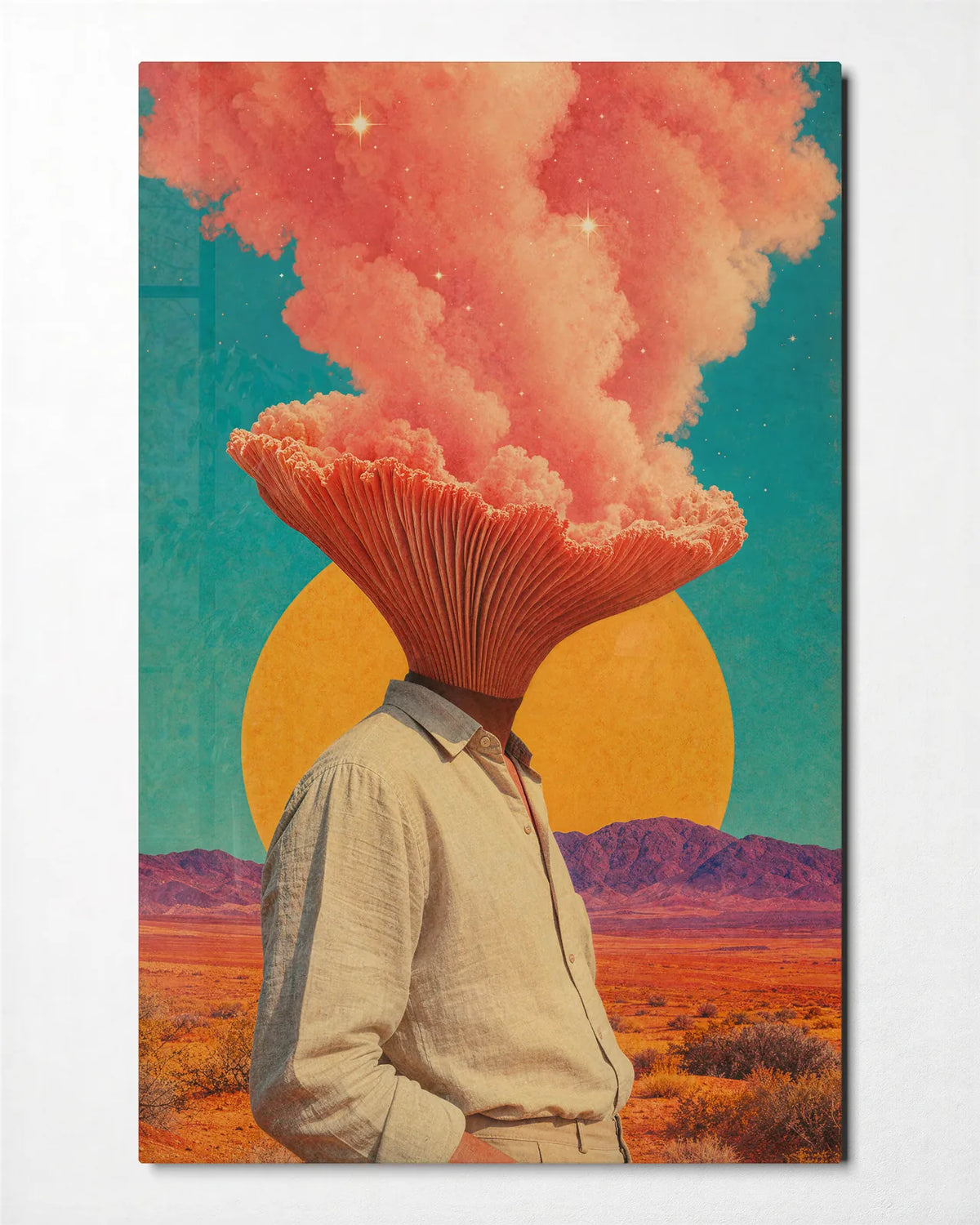Head in the Cloud — front view of glass wall art