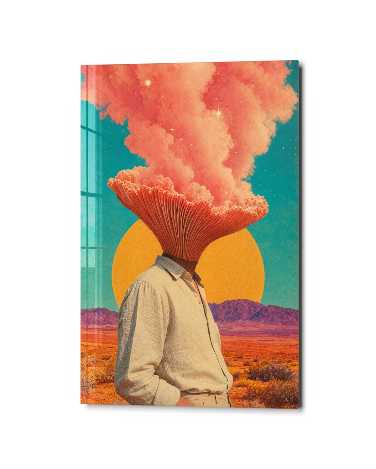 Head in the Cloud — studio view of glass wall art