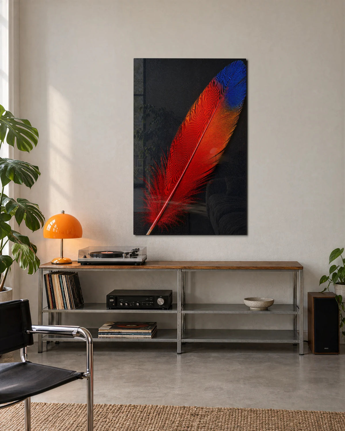 Red Feather Blue Tip — shown in a living space