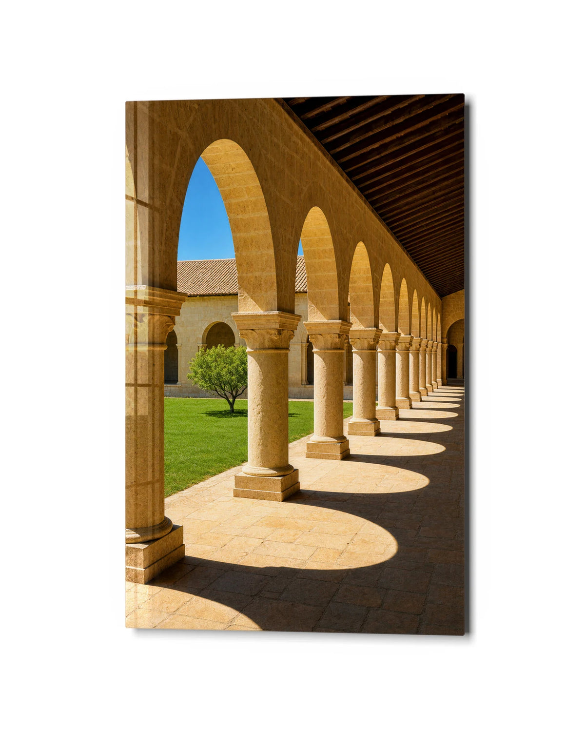 Light through the Arches — studio view of glass wall art