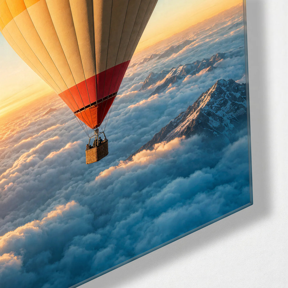 Above the Clouds — corner detail of glass wall art