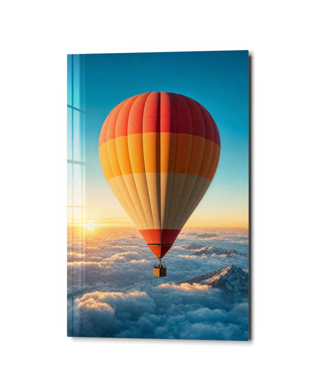Above the Clouds — studio view of glass wall art