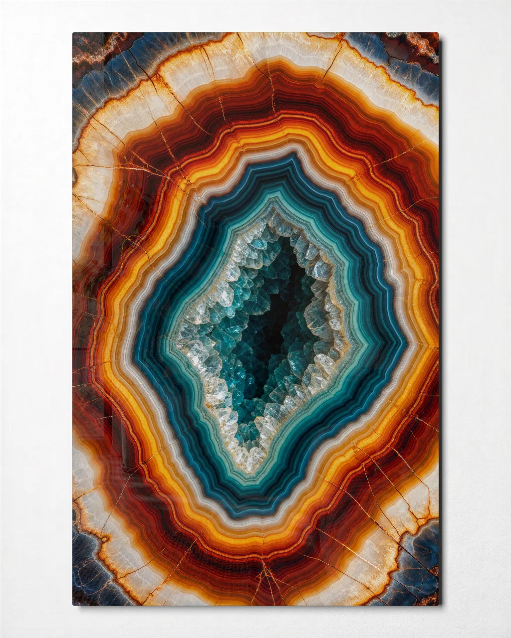Inside the Geode — front view of glass wall art