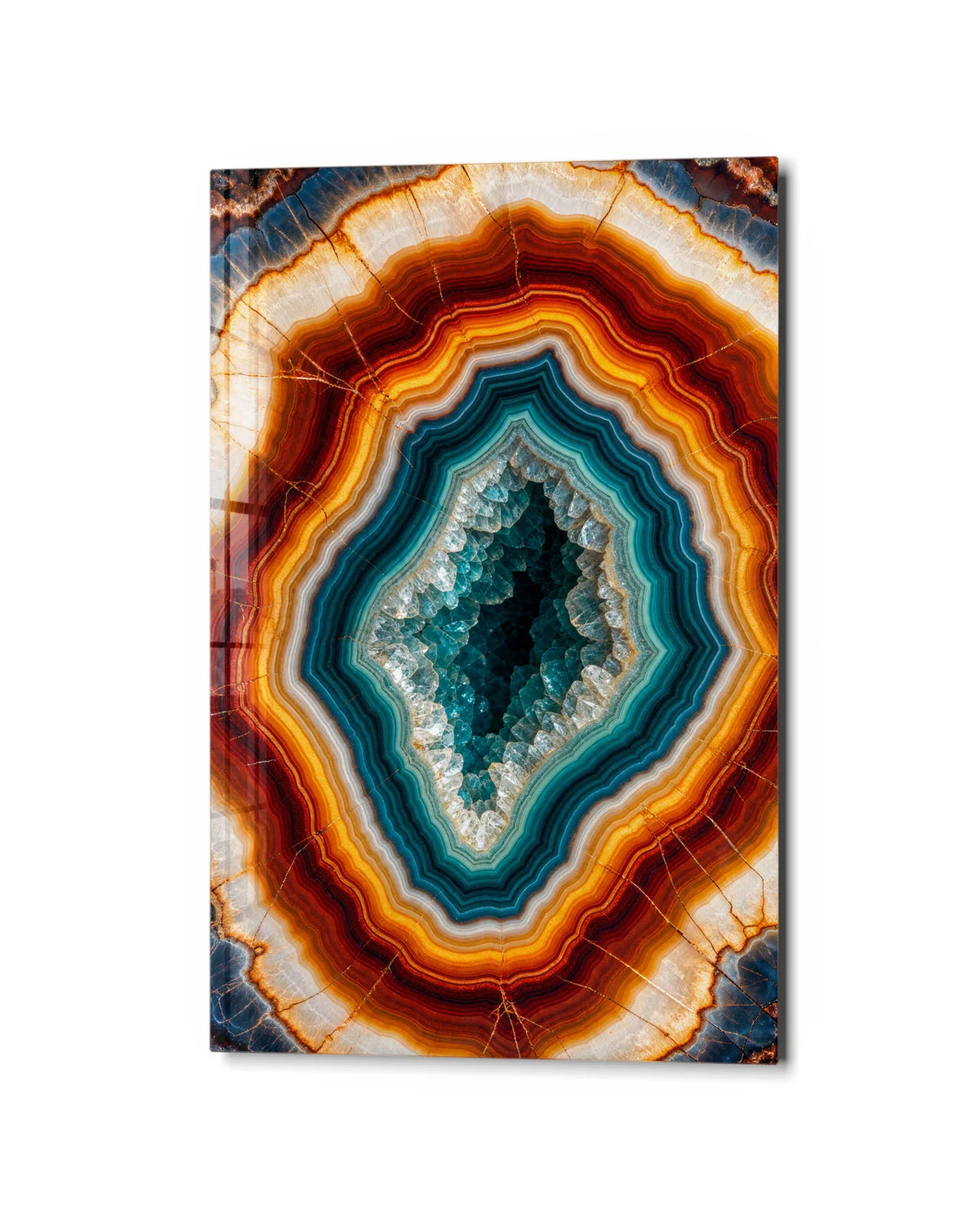Inside the Geode — studio view of glass wall art