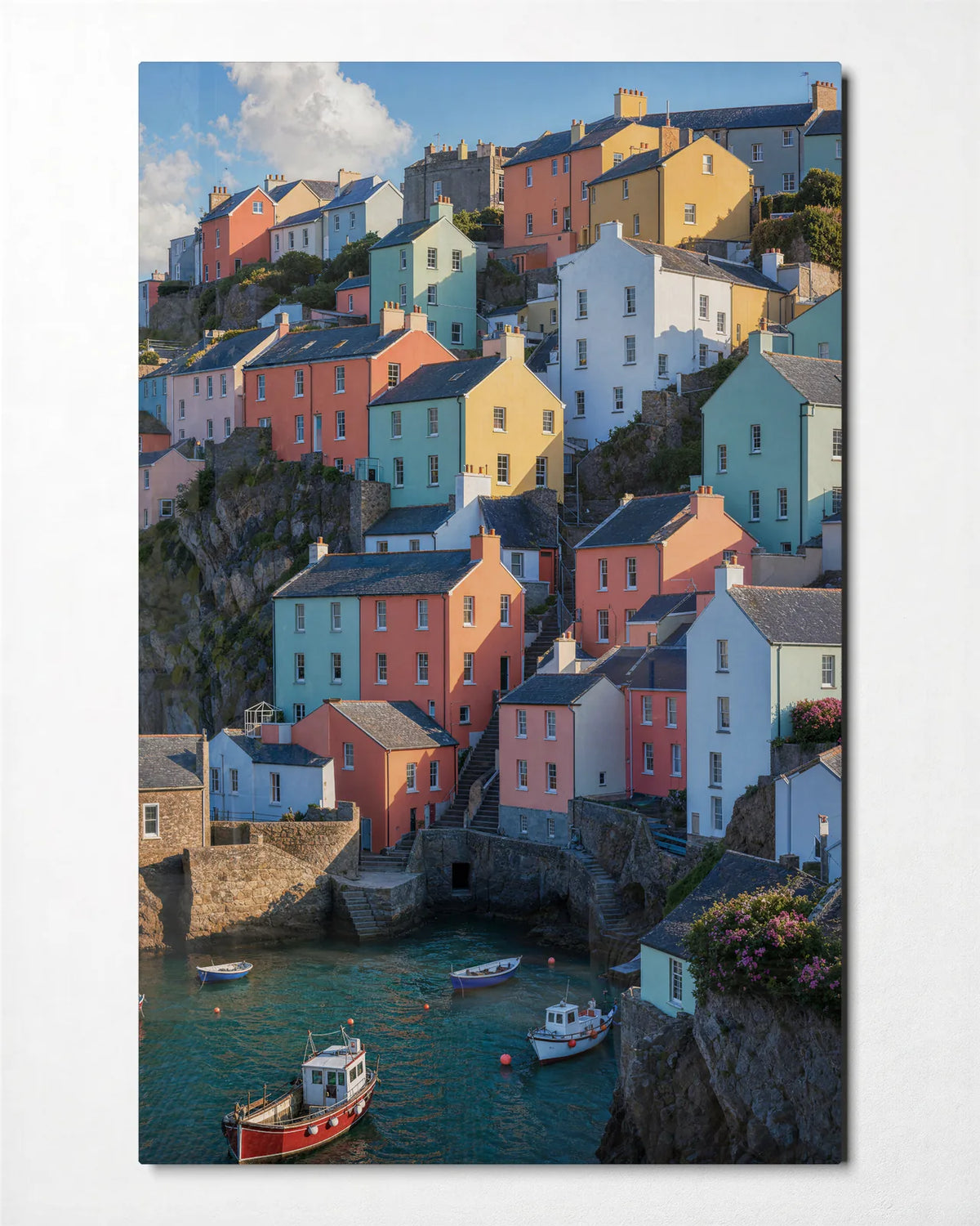 Harbour in Pastels — front view of glass wall art