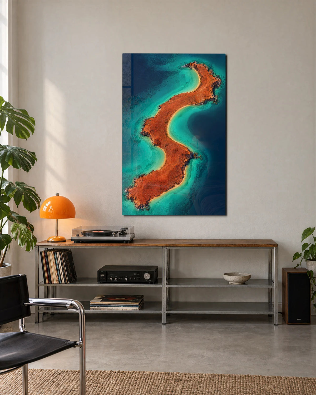Turquoise S Curve — shown in a living space