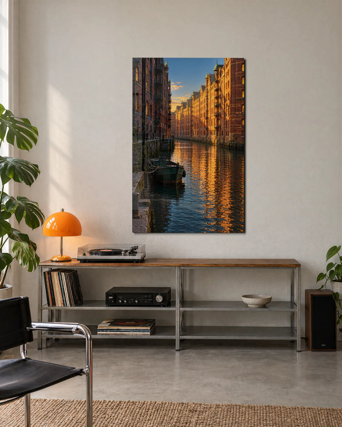 Canal in Amber — shown in a living space