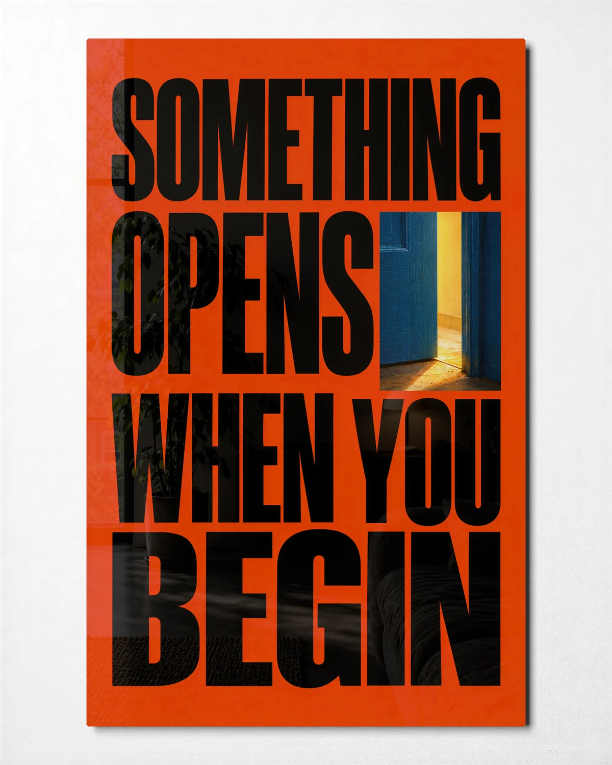 Something Opens — front view of glass wall art