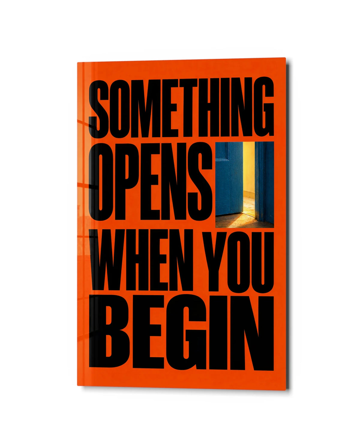 Something Opens — studio view of glass wall art