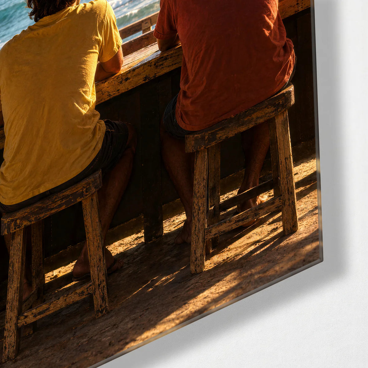 Front Row to the Sea — corner detail of glass wall art