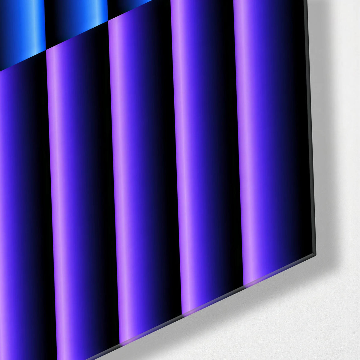 Blue Violet Rhythm — corner detail of glass wall art