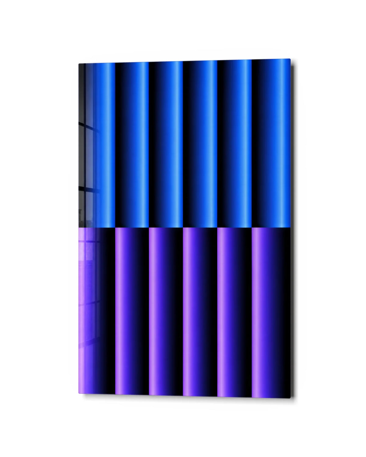 Blue Violet Rhythm — studio view of glass wall art