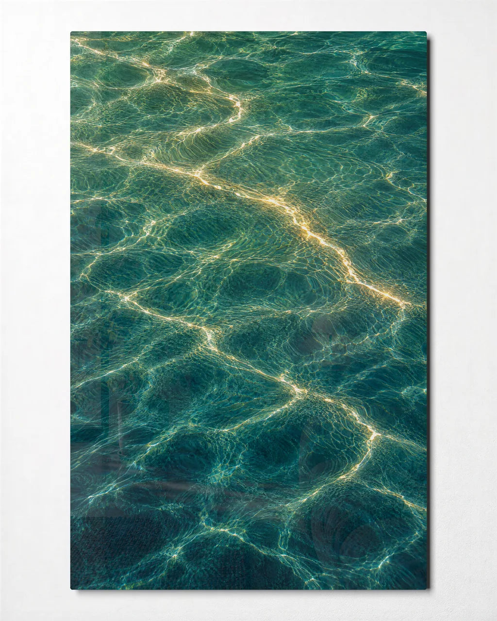 Sun on the Water — front view of glass wall art