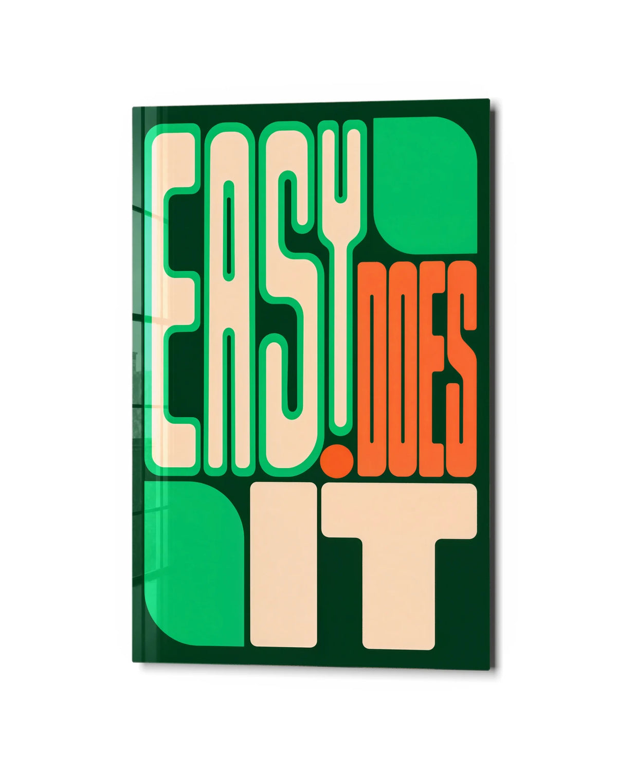 Easy Does It — studio view of glass wall art